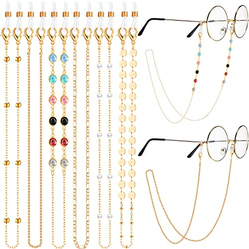 Frienda 6 Pcs Glasses Chain for Women Eyeglass Chains Glasses Strap Holder Beaded Eyeglasses Lanyard Around Neck Cords(Classic Style)