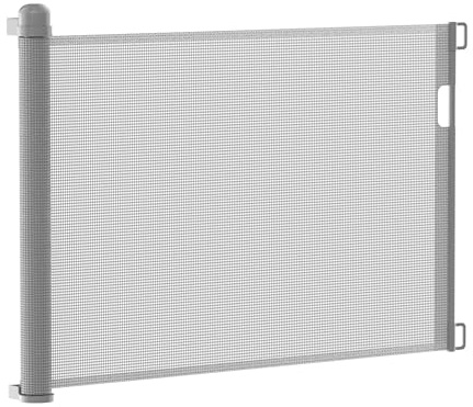 XMTECH Barrière de porte extensible Barrière de sécurité pour escalier 0-150 cm Gris Rideau de protection escamotable pour escalier, sécurité pour enfants et chiens Barrière de protection pour