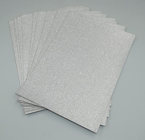Sixstore 10 Blatt Glitzer-Kartonpapier, A4, Premium-Kartonpapier für Scrapbooking, DIY-Projekte, Party-Dekoration, Box-Verpackung, 250 g/m², Silber