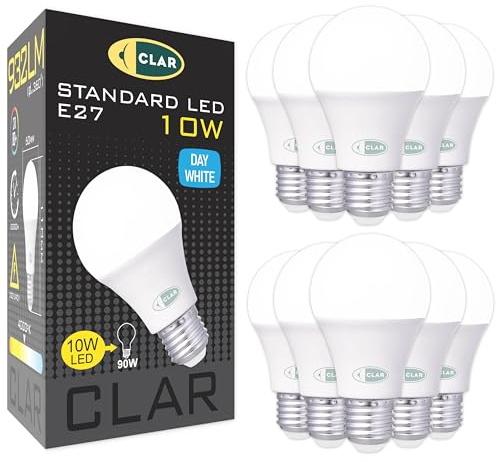 CLAR - LED Glühbirne E27, LED Birne E27, Leuchtmittel, 80W-100W, 10W 4000ºK (Pack 20)