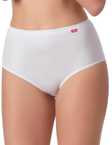Intimitaly Liabel - (Pacco da 6) Mutande da Donna in Cotone Vita Alta - Slip Donna Cotone Colori Nero o Bianche - Culotte da Donna - D55 (6, Bianco)