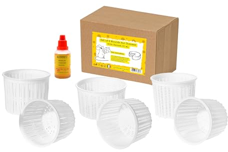 Osttillverkningsset för Mjuka och Lagrad Ost – 8 Ostformar + 30 ml Kalvlöpe,Rennet