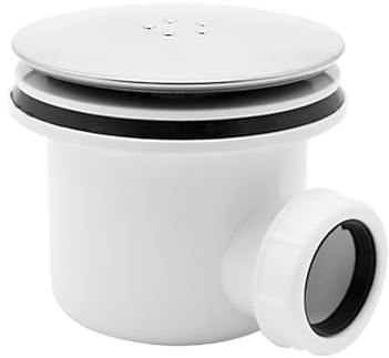 ICEBLUEOR Siphon de douche à haut débit pour trou de 90 mm, sortie latérale de 3,8 cm, bouchon de douche de rechange chromé pour salle de bain