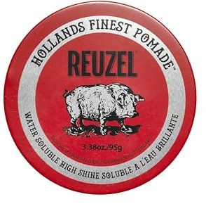 Reuzel Red Pomade Medium Hold High Shine for Men, pomata solubile in acqua per un look flessibile e altamente brillante, 3,38 oz/95g