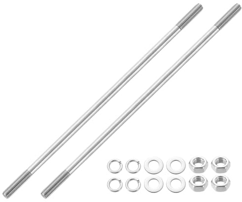 QUARKZMAN 2pz Perni Filettati Doppi, M8x230mm Acciaio Inossidabile 304 Barre Filettate Doppie con Dadi e Rondelle Piane & di Sicurezza Perno Filettato Doppio Bullone per Manutenzione