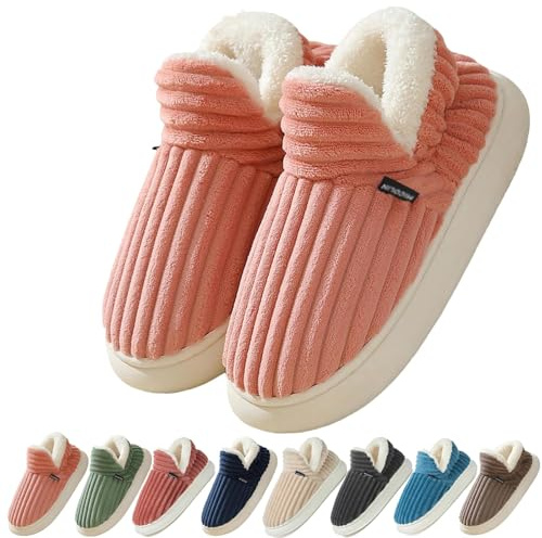 Coswind Pantofole Donna Uomo Invernali Ciabatte Calde Chiuse Peluche with Memory Foam Pelose Eleganti Comode Morbide Antiscivolo Rosa 260