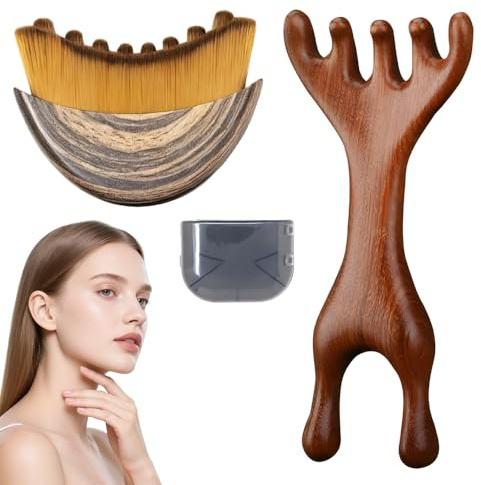 Weciau Cepillo Facial de Contorno Linfático, 2 Piezas Cepillo Facial de Drenaje Linfático y Peine de Masaje para Escultura de Barbilla, Lymphatic Contour Face Brush para Aliviar la Fatiga