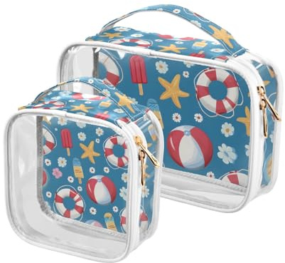 ALAZA Flower Lifebuoy Toiletry Bag Travel Makeup Organizer Cosmetic Bags Clear Pouch Waterproof with Handle for Men Women