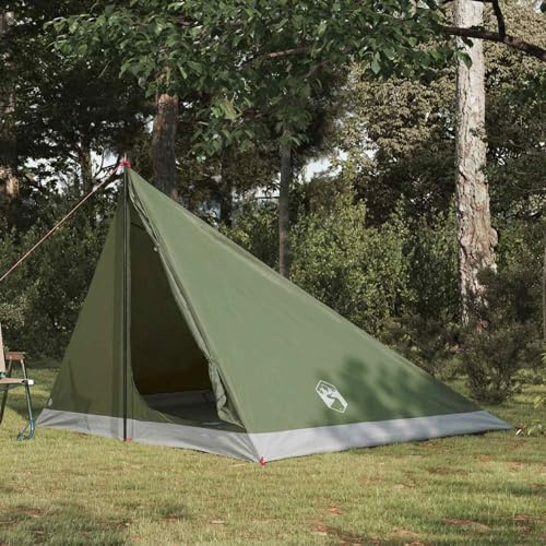 Kaloriko Tienda de trekking verde oliva de poliéster 185T con revestimiento de poliuretano para 4 personas, ligera, impermeable, resistente al viento, con bolsa de transporte y piquetas para camping