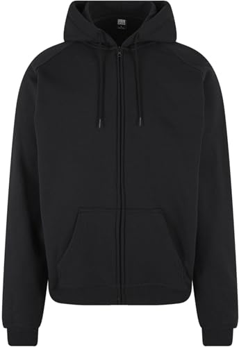 Urban Classics Herren Kapuzenpullover Zip Hoody, Sweatjacke mit Reißverschluss für Männer, Loose Fit, 5XL, Black