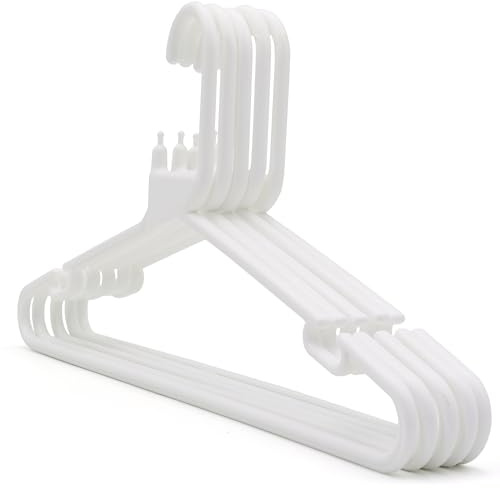 The Hanger Store 100 White Plastic Heavy Duty Coat Hangers for Clothes | Strong Coat hangers, Adult Coat Hangers with Trouser Bar and Notches Suitable for Jackets, Suits, T-Shirts, Trousers