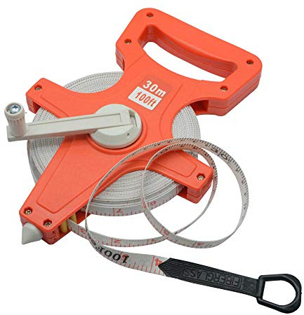 POWERTOOL 30M 100Ft Fiberglass Tape Measure with Double-Sided Scales and ABS Case