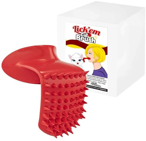 Lick'em Tongue Cat Brush – Funny Novelty White Elephant Gag Gift for Cat Lovers
