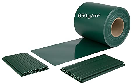 iFence 650g/m² Sichtschutzstreifen 35 Meter x 19 cm, 24 Clips - (35 m, Grün)