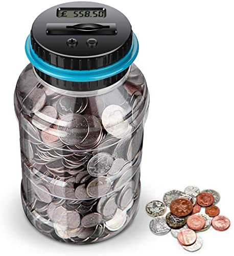 Savings Money Box, 1.8L Digital Piggy Bank ​with LCD Display and Large Capacity, Automatic Coin Counting Jar Money Box for Kids Adult Boys Girls as Gift on Christmas, Birthday, New Year's day