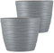 Tymar Blumentopf, 2er-Pack, runde Form, Pflanzgefäß, Pflanzkübel für Innen, Pflanztopf aus Kunststoff, Leichter, Doppelpack,mit 3D-Wellendesign (13 cm, Grau)