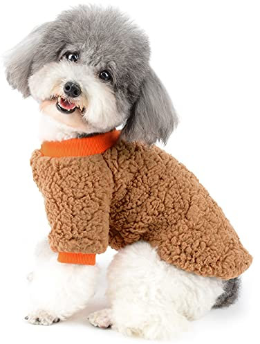 Zunea Hunde Sweater Wintermantel für Kleine Hunde Warm Fleece Welpen Kleidung Super Weich Pullover Hundejacken Haustier Mädchen Jungen Katze Puppia Chihuahua Bekleidung Kaltes Wetter Shirt Braun L