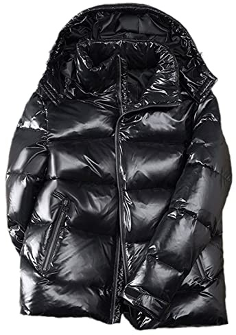 Manteau court brillant pour femme en duvet parkas hiver épais chaud vêtements d'extérieur à capuche ample surdimensionné doudoune femme parka, Noir , XXL