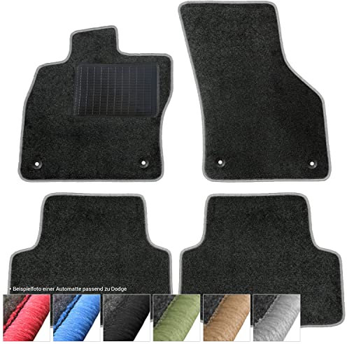 moto-MOLTICO Fußmatten Auto - Velours Autoteppiche passend für Dodge RAM IV (2008-2010) 5 Personen - 4-teiliges Set - Schwarze Automatten mit Grauen Ziernähten
