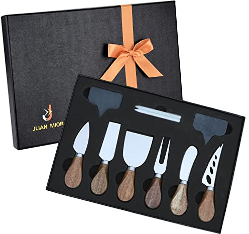 Large Exquisite 12-Piece Complete Cheese Knives Set Collection, Cheese Markers for Charcuterie Board, Black Cheese Labels Chalkboard for Food Dinner Wedding Birthday Parties (Ready Gift)