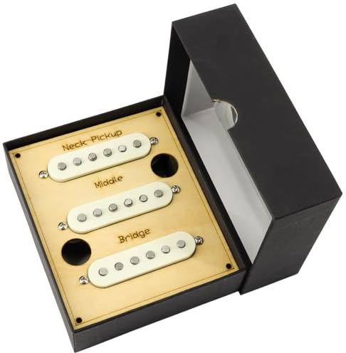 Ogdni Alnico 5 Guitar Pickup Set Single Coil Pickups Guitar Neck/Middle/Bridge Pickup Cream for Strat Squier Electric Guitar Humbucker High Output(White)