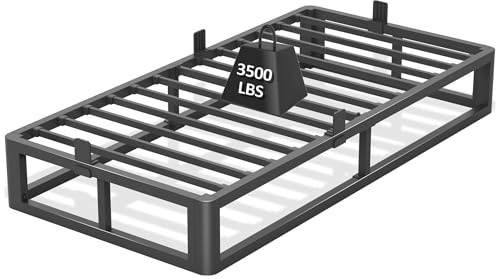 Firpeesy Upgrade Anti Bending and Round Corner Legs 10 inch Metal Twin Bed Frame 3500 LBS Heavy Steel Slats Support Platform Bed Frames No Box Spring Needed Platform Noise Free Easy Assembly