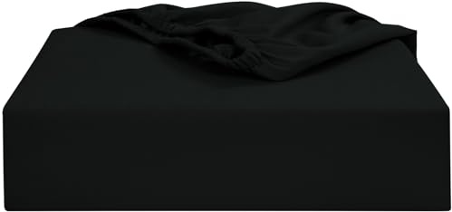 Soroor Bedding & Linen, Microfiber Single Fitted Sheet, Black Deep Pocket 12 inch Bed Sheet, Super Soft Fabric & Elastic Hem Fitted Sheets | 90 x 190 x 30 cm Single Bed Sheets