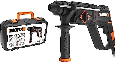 WORX WX337 750W Rotary Hammer Drill SDS Plus 24mm Auxhillary Handle Carry Case
