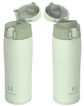 Super Sparrow Water Bottle Stainless Steel 18/8 - Travel Mug - 500ml - Insulated Metal Water Bottle - BPA Free - Leakproof Drinks Bottle