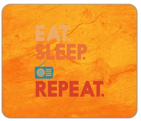 Shopagift Eat Sleep Radio Mouse Mat Pad Broadcasting Broadcast Station 24cm x 19cm
