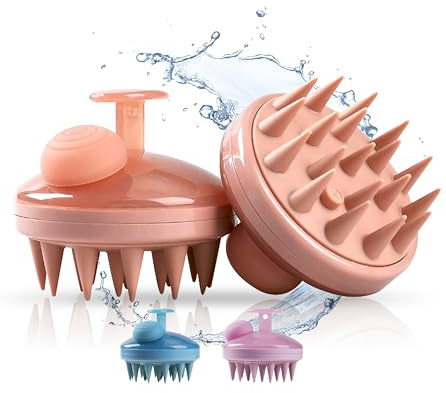Scalp Massager - Hair Brush - Shampoo Dispenser Brush 2 in 1 Silicone Soap Dispenser Brush Shower Silicone Shampoo Dispenser Head Scalp Massager Brush (Skin)