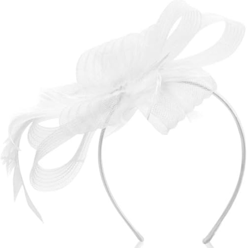 Fascinator Mesh Feather Elegant Wedding Ladies Headband Aliceband Bridal | Soft Tulle Netting Lightweight Headband+ Sturdy Clip Included,Perfect Fascinators For Weddings, Tea Party, Cocktail Events
