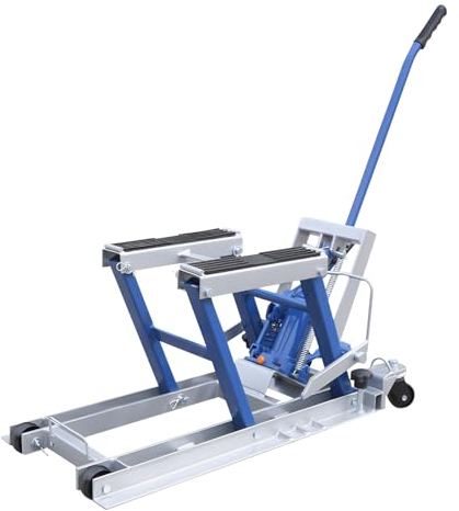 MIIWWOWO Pont élévateur hydraulique pour moto - 680 kg - Avec roulettes - Bleu
