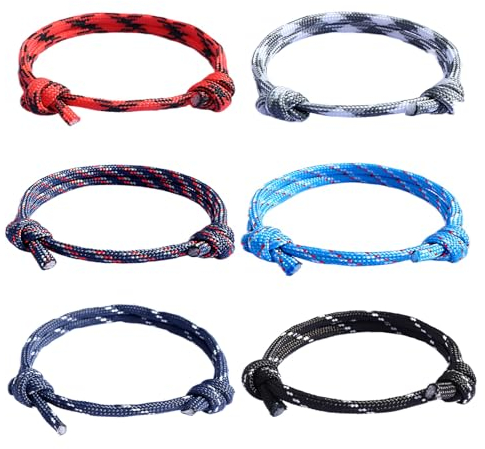APMGONT Nautic Seil Armband Bunt Marine Schnur Nautische Surf Verstellbares Paracord Surfer aus Segeltau Set Herren Damen (Satz A)