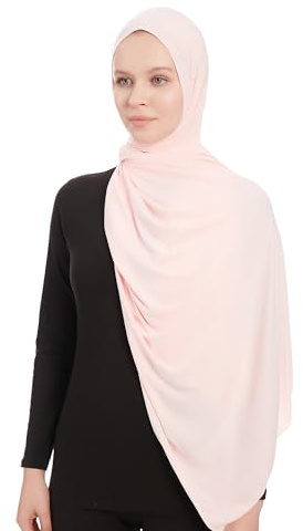 Ayisah Jersey hijab halsduk för kvinnor – jersey hijab muslimsk huvudduk sjal – lätt mode halsduk muslimsk huvudsjal, Rosa, 71 L x 27.5 W