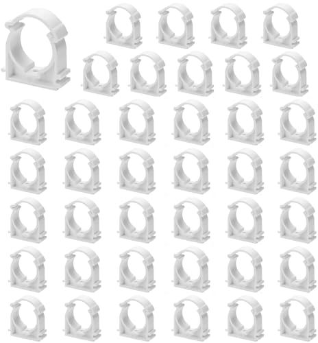 RHQFDM 40 Pièces 16mm Clips de Tuyau en PPR Blancs,Clips Fixes pour Conduits d'eau,Support de Fixation en U pour Tuyaux d'eau,pour les Cuisines,les Salles de Bains,les Piscines,les Jardins