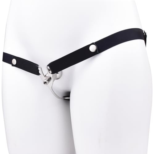 Chastity Devices Clip with Auxiliary Strap Flat Negative Chastity Belt Locked Cock Cage Adult Penis SM Bondage Sissy Sex Toys for Men & Gay (Black 3234)