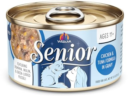 Weruva Senior Cat Food, Chicken and Tuna in Gravy, 3oz Can, Pack of 12