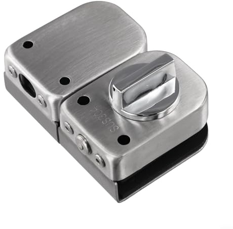 ZiStarlilife - Cerradura de puerta de cristal, sin marco, doble oscilación y seguridad para puertas correderas con sistema de bloqueo fiable de acero inoxidable, para espesor de vidrio de 8 a 12 mm