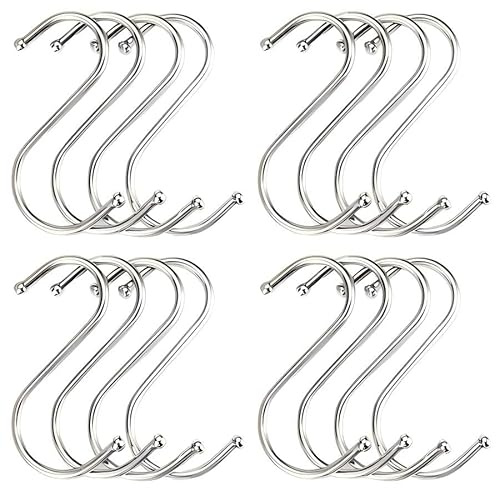 RQzaufania 20 Pezzi Ganci a S Cucina in Acciaio Inox, Ganci Appendiabiti Forma di S Multifunzione, Robusti per Bagno, Camera da Letto e Cucina (Piccolo L-7 cm Argento)