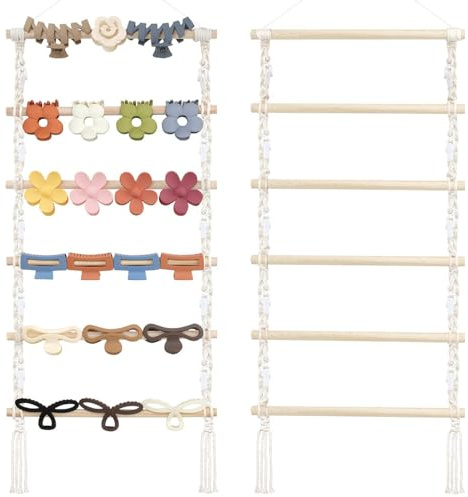 WPKD BLUEIY Hanging Hair Claw Clip Organizer,Wall-Mounted Hair Clip Holder with 10 Clips,Hanging Jewelry Organizer,for Closet Door,Wall,Bathroom