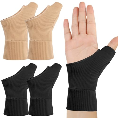 2 Pairs Daumenbandage Rechts und Links - Schwarz & Farbe Daumensattelgelenk Bandage, Daumenbandage Rechts, Atmungsaktive Daumenstütze, Daumenschiene für Arthritis Sehnenscheidenentzündung (Größe L)