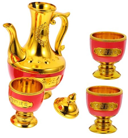 ASAKKURA Coupes Offrande Tibétaines Avec Mini Calice Et Théière Dorée Pour Rituels Bouddhistes Et Cérémonies Spirituelles