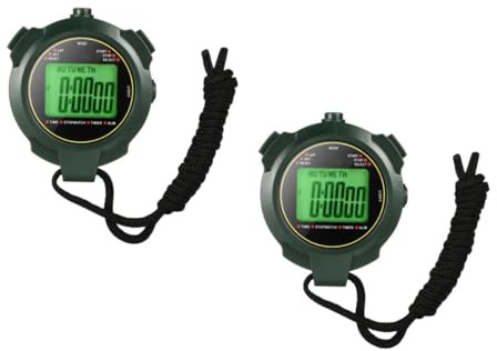 ibasenice 2 Pièces Chronomètre Sport Portable Numérique avec Écran Lumineux Minuteur Rebours et Date Heure pour Entraînement Course et Natation