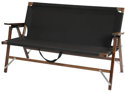 ZPVXRVQ Chaise de Camping Pliante Double, canapé Deux Places, Camping Portable avec accoudoirs en Bois et Sac de Rangement, pour Les Voyages en Sac à Dos(Style 2)