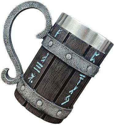 Duyeuau Boccale da birra con manico ergonomico, isolamento termico, in acciaio inox, pratico bicchiere per barbecue, eventi sportivi, feste, boccale da birra