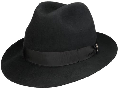 Borsalino Marengo Fur Felt Bogart Hat Women/Men Black 7 1/2