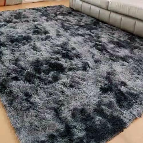 Mjuk Matta 235 x 290 cm Som Är Fluffig Sovrum Sängmatta Lyxig för Sovrum Barnrum, Mörkgrå