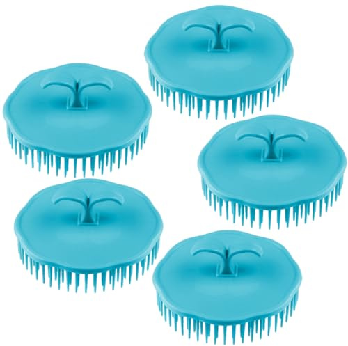 DECHOUS 5 Cepillos para Champú y Masaje de Cuero Cabelludo Redondos de Plástico PP y Tpr Desmontables para Baño y Ducha Herramienta de Peinar y Peine de Masaje para Color Aleatorio