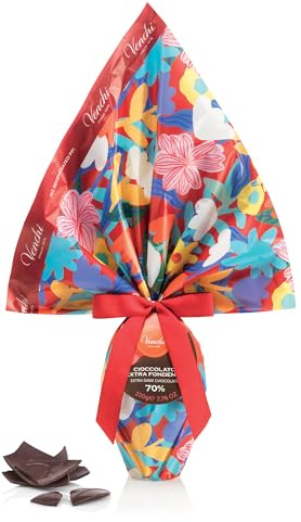 Venchi - Uovo di Cioccolato Extra Fondente 70%, 220 Gr, Collezione Pasqua Venchi Teresa Rego, Senza Glutine, Con Sorpresa, Idea Regalo